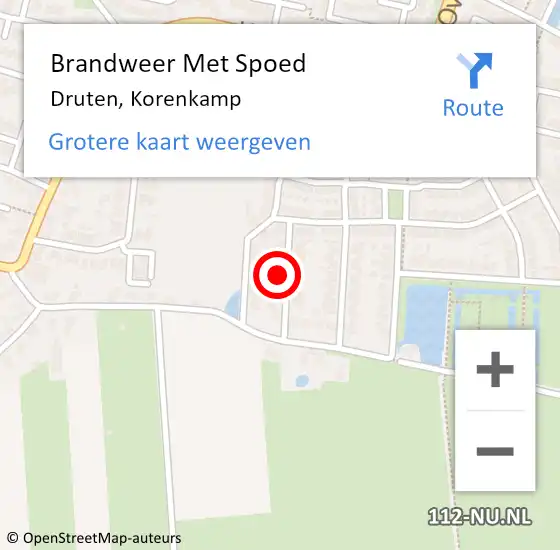 Locatie op kaart van de 112 melding: Brandweer Met Spoed Naar Druten, Korenkamp op 1 januari 2025 02:03