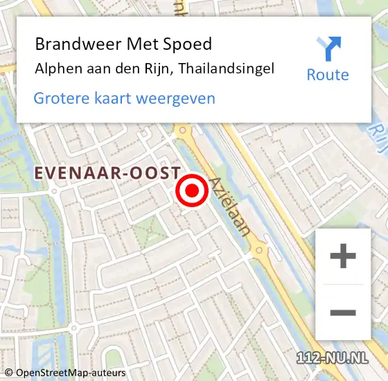 Locatie op kaart van de 112 melding: Brandweer Met Spoed Naar Alphen aan den Rijn, Thailandsingel op 1 januari 2025 02:06