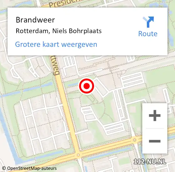 Locatie op kaart van de 112 melding: Brandweer Rotterdam, Niels Bohrplaats op 1 januari 2025 02:07