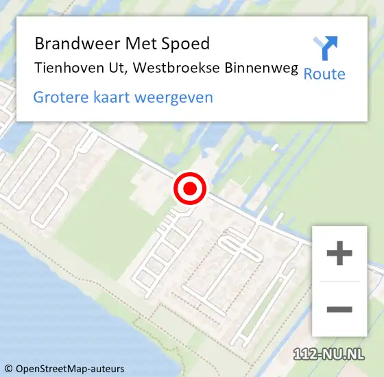 Locatie op kaart van de 112 melding: Brandweer Met Spoed Naar Tienhoven UT, Westbroekse Binnenweg op 1 november 2014 11:36