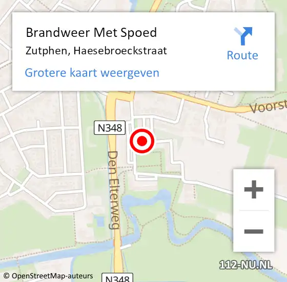 Locatie op kaart van de 112 melding: Brandweer Met Spoed Naar Zutphen, Haesebroeckstraat op 1 januari 2025 02:13