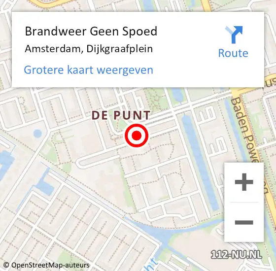 Locatie op kaart van de 112 melding: Brandweer Geen Spoed Naar Amsterdam, Dijkgraafplein op 1 januari 2025 02:13