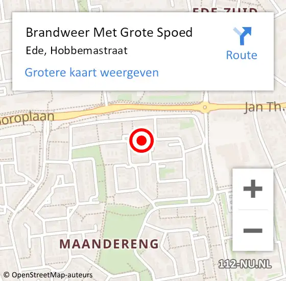 Locatie op kaart van de 112 melding: Brandweer Met Grote Spoed Naar Ede, Hobbemastraat op 1 januari 2025 02:14