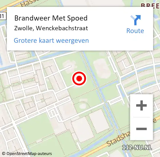 Locatie op kaart van de 112 melding: Brandweer Met Spoed Naar Zwolle, Wenckebachstraat op 1 januari 2025 02:15