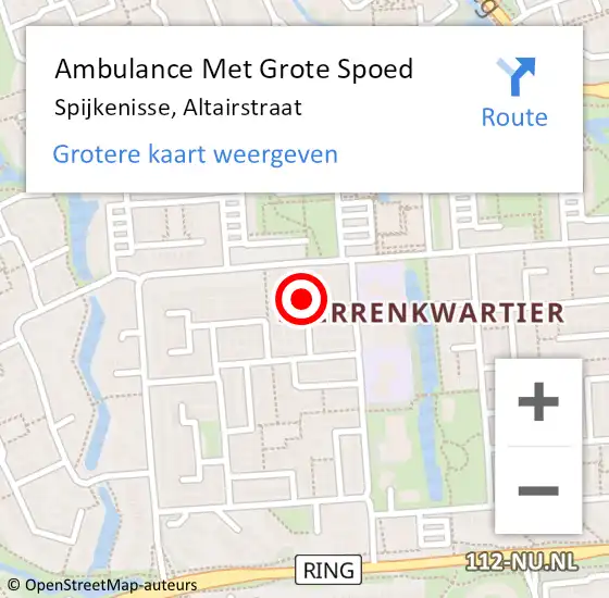 Locatie op kaart van de 112 melding: Ambulance Met Grote Spoed Naar Spijkenisse, Altairstraat op 1 januari 2025 02:15