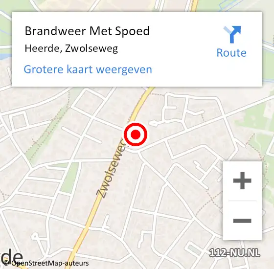 Locatie op kaart van de 112 melding: Brandweer Met Spoed Naar Heerde, Zwolseweg op 1 januari 2025 02:15