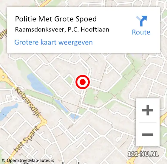 Locatie op kaart van de 112 melding: Politie Met Grote Spoed Naar Raamsdonksveer, P.C. Hooftlaan op 1 januari 2025 02:16