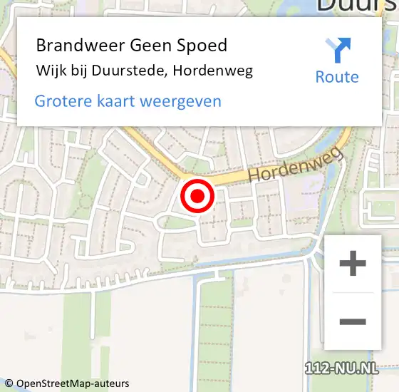 Locatie op kaart van de 112 melding: Brandweer Geen Spoed Naar Wijk bij Duurstede, Hordenweg op 1 januari 2025 02:19