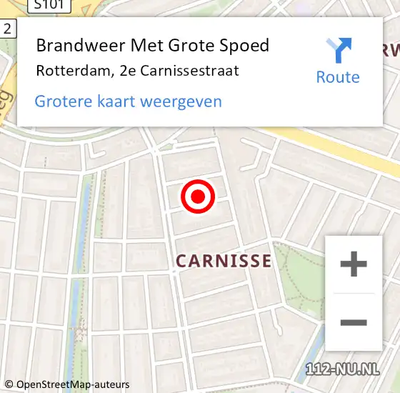 Locatie op kaart van de 112 melding: Brandweer Met Grote Spoed Naar Rotterdam, 2e Carnissestraat op 1 januari 2025 02:20