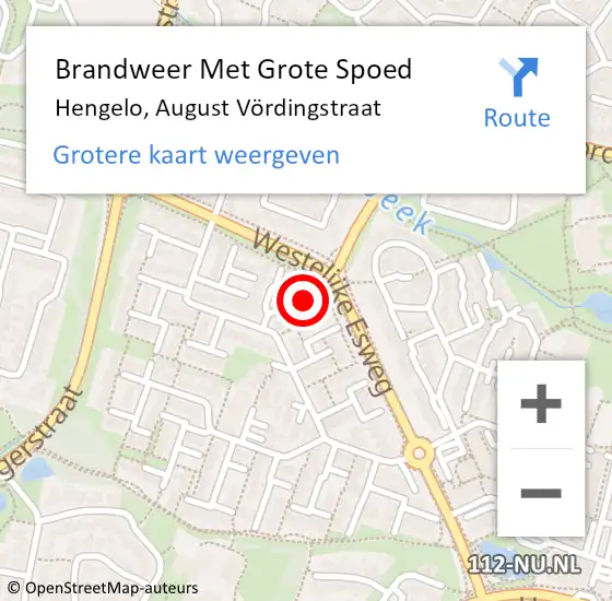 Locatie op kaart van de 112 melding: Brandweer Met Grote Spoed Naar Hengelo, August Vördingstraat op 1 januari 2025 02:20