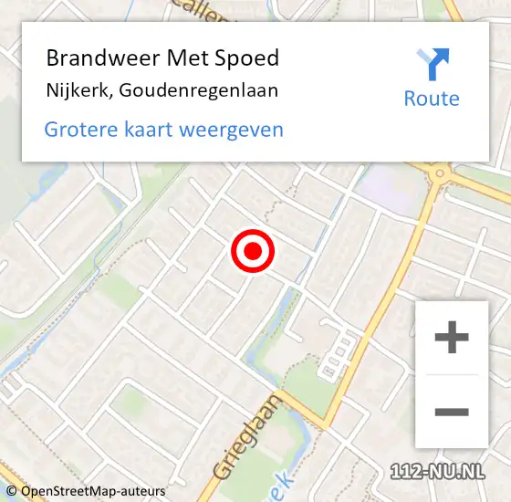 Locatie op kaart van de 112 melding: Brandweer Met Spoed Naar Nijkerk, Goudenregenlaan op 1 januari 2025 02:20