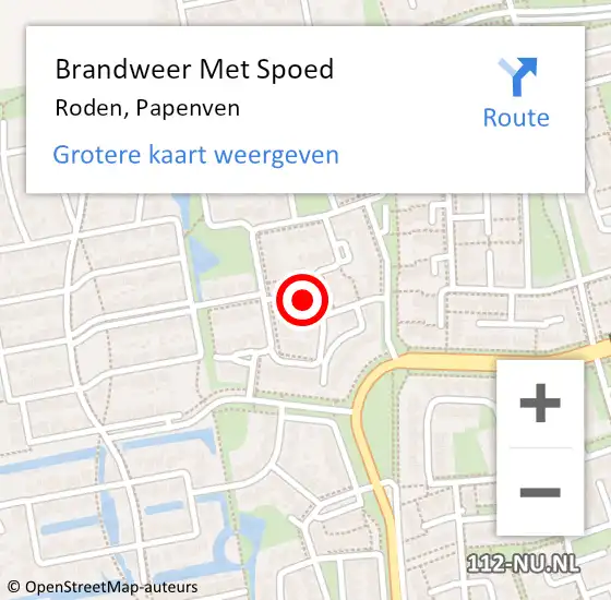 Locatie op kaart van de 112 melding: Brandweer Met Spoed Naar Roden, Papenven op 1 januari 2025 02:21