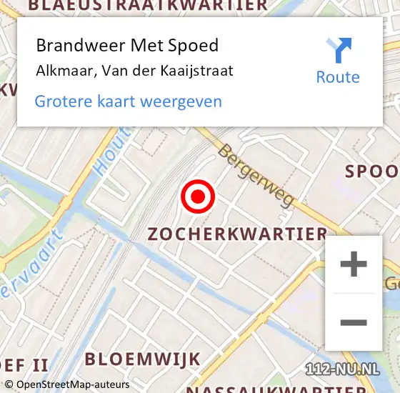 Locatie op kaart van de 112 melding: Brandweer Met Spoed Naar Alkmaar, Van der Kaaijstraat op 1 januari 2025 02:22