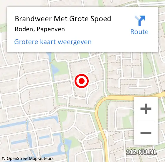 Locatie op kaart van de 112 melding: Brandweer Met Grote Spoed Naar Roden, Papenven op 1 januari 2025 02:22