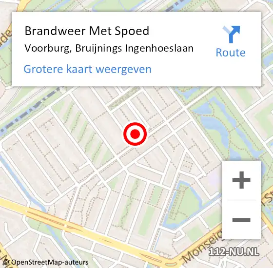 Locatie op kaart van de 112 melding: Brandweer Met Spoed Naar Voorburg, Bruijnings Ingenhoeslaan op 1 januari 2025 02:23