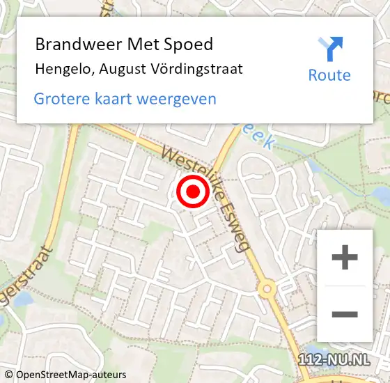 Locatie op kaart van de 112 melding: Brandweer Met Spoed Naar Hengelo, August Vördingstraat op 1 januari 2025 02:23