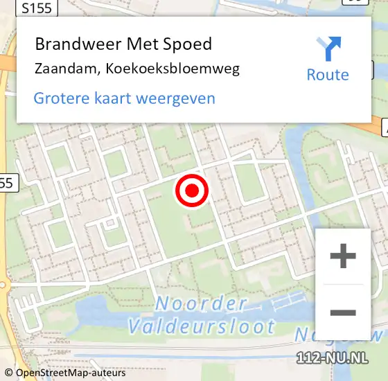 Locatie op kaart van de 112 melding: Brandweer Met Spoed Naar Zaandam, Koekoeksbloemweg op 1 januari 2025 02:24