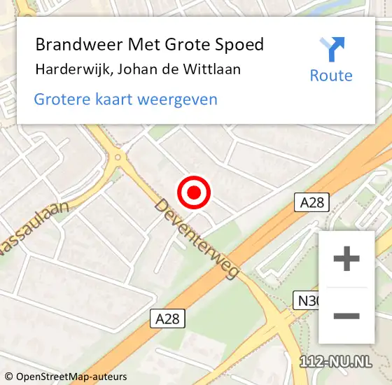 Locatie op kaart van de 112 melding: Brandweer Met Grote Spoed Naar Harderwijk, Johan de Wittlaan op 1 januari 2025 02:24