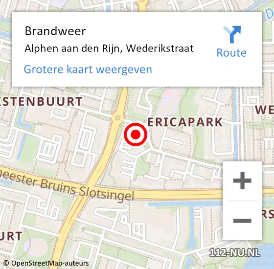 Locatie op kaart van de 112 melding: Brandweer Alphen aan den Rijn, Wederikstraat op 1 januari 2025 02:26