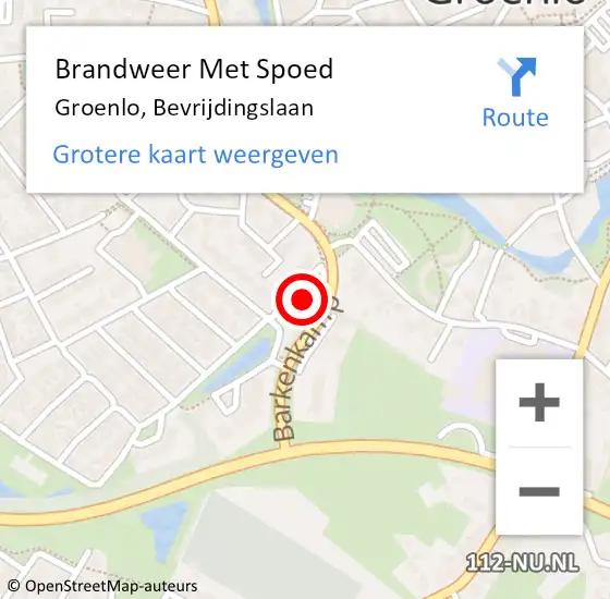 Locatie op kaart van de 112 melding: Brandweer Met Spoed Naar Groenlo, Bevrijdingslaan op 1 januari 2025 02:26