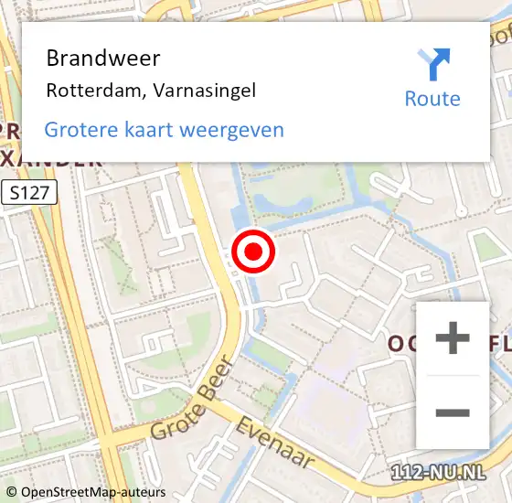 Locatie op kaart van de 112 melding: Brandweer Rotterdam, Varnasingel op 1 januari 2025 02:31