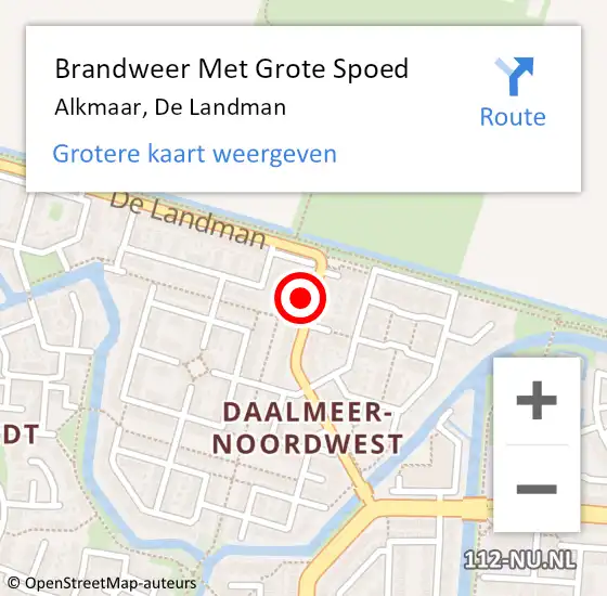 Locatie op kaart van de 112 melding: Brandweer Met Grote Spoed Naar Alkmaar, De Landman op 1 januari 2025 02:34