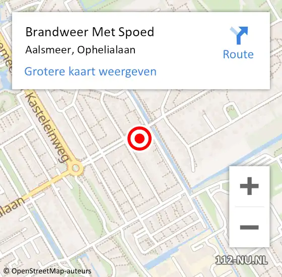 Locatie op kaart van de 112 melding: Brandweer Met Spoed Naar Aalsmeer, Ophelialaan op 1 januari 2025 02:34