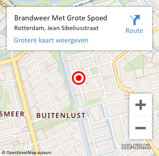 Locatie op kaart van de 112 melding: Brandweer Met Grote Spoed Naar Rotterdam, Jean Sibeliusstraat op 1 januari 2025 02:36