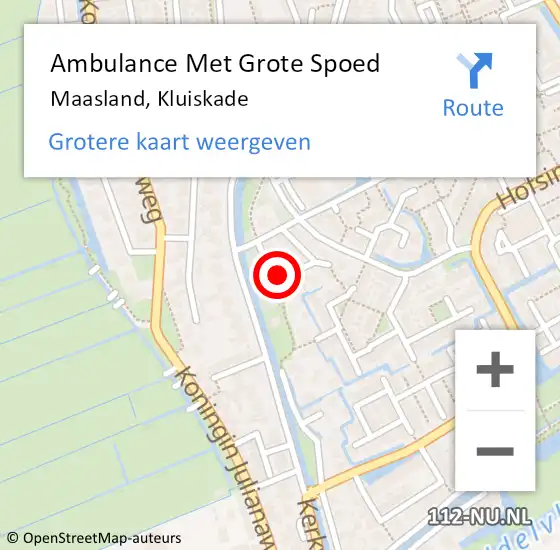 Locatie op kaart van de 112 melding: Ambulance Met Grote Spoed Naar Maasland, Kluiskade op 1 januari 2025 02:39