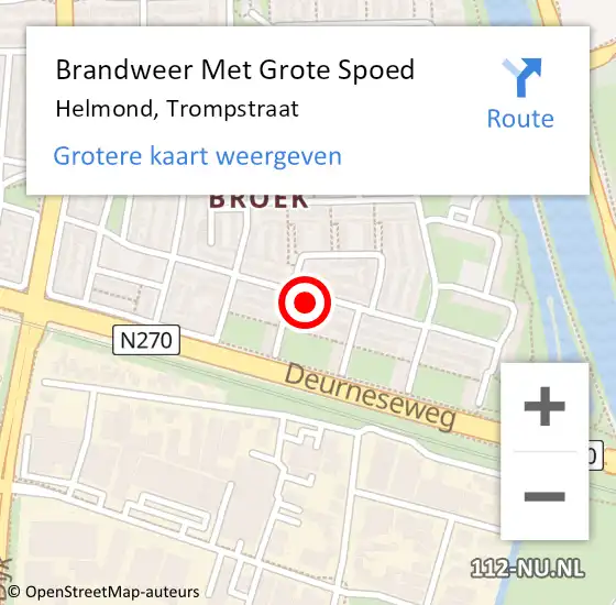 Locatie op kaart van de 112 melding: Brandweer Met Grote Spoed Naar Helmond, Trompstraat op 1 januari 2025 02:41