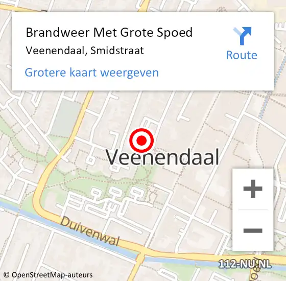 Locatie op kaart van de 112 melding: Brandweer Met Grote Spoed Naar Veenendaal, Smidstraat op 1 januari 2025 02:50