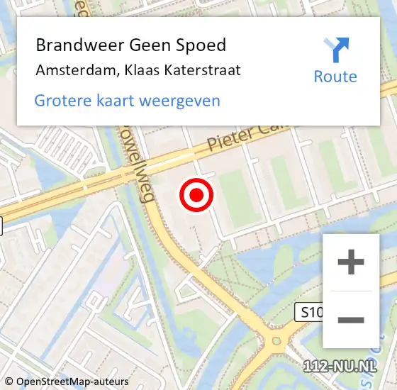 Locatie op kaart van de 112 melding: Brandweer Geen Spoed Naar Amsterdam, Klaas Katerstraat op 1 januari 2025 02:51