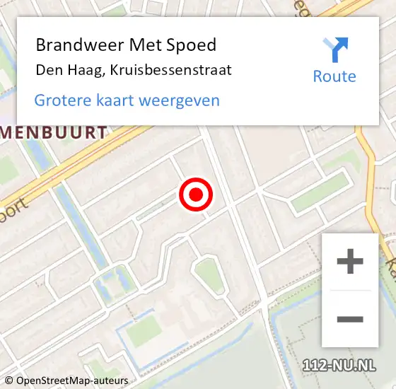 Locatie op kaart van de 112 melding: Brandweer Met Spoed Naar Den Haag, Kruisbessenstraat op 1 januari 2025 02:51