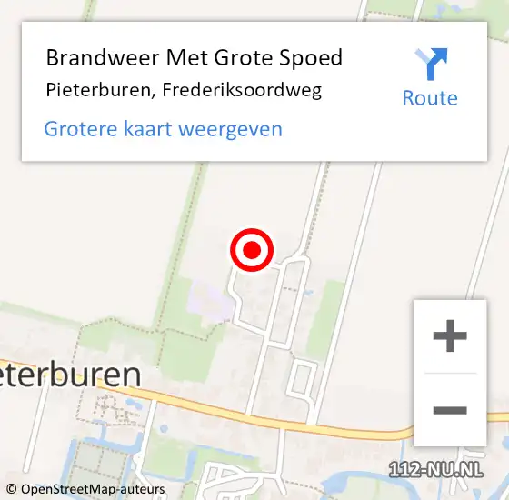 Locatie op kaart van de 112 melding: Brandweer Met Grote Spoed Naar Pieterburen, Frederiksoordweg op 1 januari 2025 02:53
