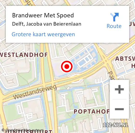 Locatie op kaart van de 112 melding: Brandweer Met Spoed Naar Delft, Jacoba van Beierenlaan op 1 januari 2025 02:53