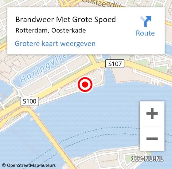 Locatie op kaart van de 112 melding: Brandweer Met Grote Spoed Naar Rotterdam, Oosterkade op 1 januari 2025 02:58