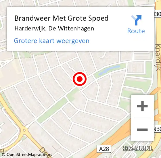 Locatie op kaart van de 112 melding: Brandweer Met Grote Spoed Naar Harderwijk, De Wittenhagen op 1 januari 2025 03:01