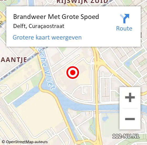 Locatie op kaart van de 112 melding: Brandweer Met Grote Spoed Naar Delft, Curaçaostraat op 1 januari 2025 03:03