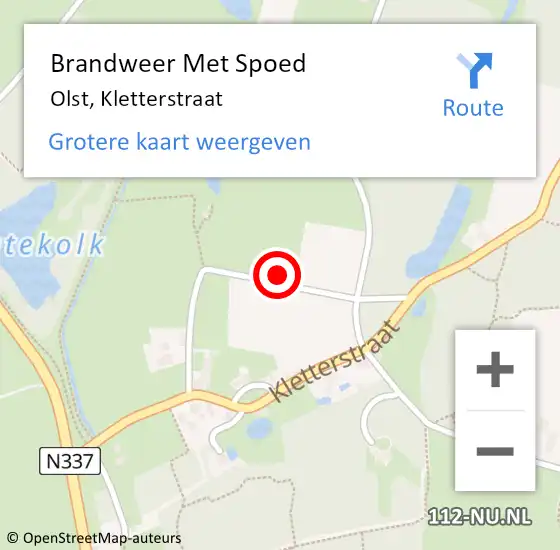 Locatie op kaart van de 112 melding: Brandweer Met Spoed Naar Olst, Kletterstraat op 1 januari 2025 03:05