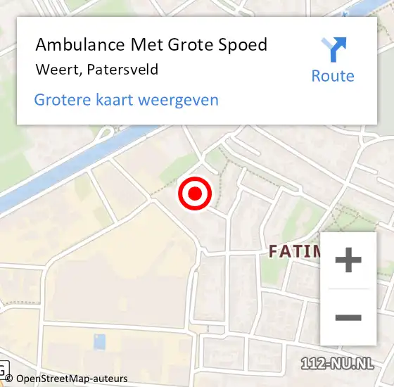 Locatie op kaart van de 112 melding: Ambulance Met Grote Spoed Naar Weert, Patersveld op 1 januari 2025 03:07