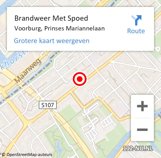 Locatie op kaart van de 112 melding: Brandweer Met Spoed Naar Voorburg, Prinses Mariannelaan op 1 januari 2025 03:09