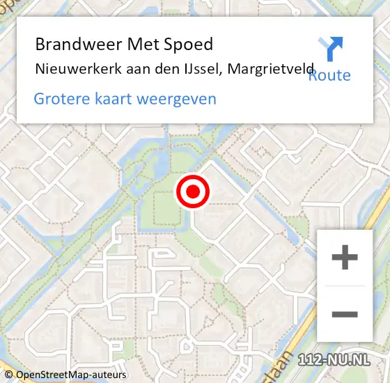 Locatie op kaart van de 112 melding: Brandweer Met Spoed Naar Nieuwerkerk aan den IJssel, Margrietveld op 1 januari 2025 03:11