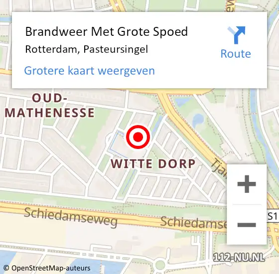 Locatie op kaart van de 112 melding: Brandweer Met Grote Spoed Naar Rotterdam, Pasteursingel op 1 januari 2025 03:12