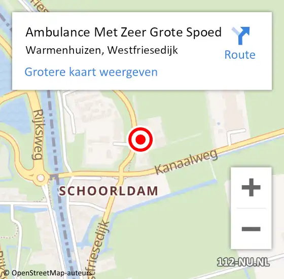 Locatie op kaart van de 112 melding: Ambulance Met Zeer Grote Spoed Naar Warmenhuizen, Westfriesedijk op 1 januari 2025 03:12