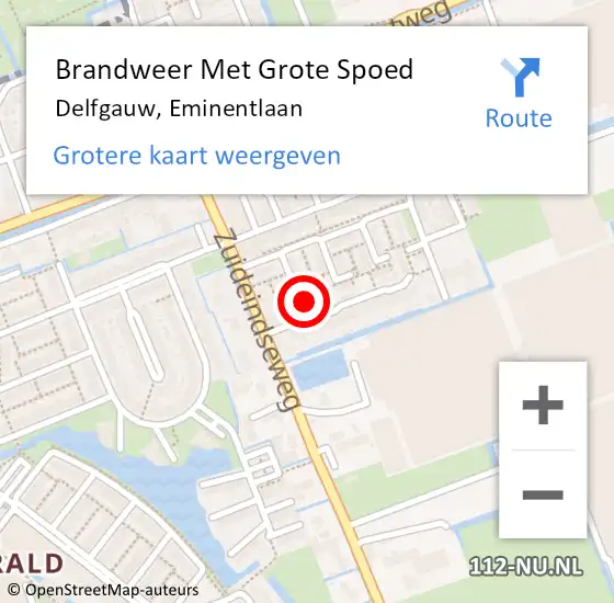 Locatie op kaart van de 112 melding: Brandweer Met Grote Spoed Naar Delfgauw, Eminentlaan op 1 januari 2025 03:13