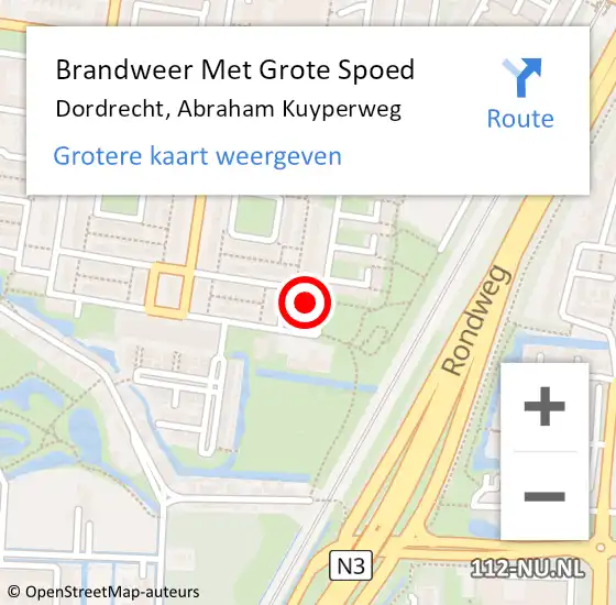 Locatie op kaart van de 112 melding: Brandweer Met Grote Spoed Naar Dordrecht, Abraham Kuyperweg op 1 januari 2025 03:18