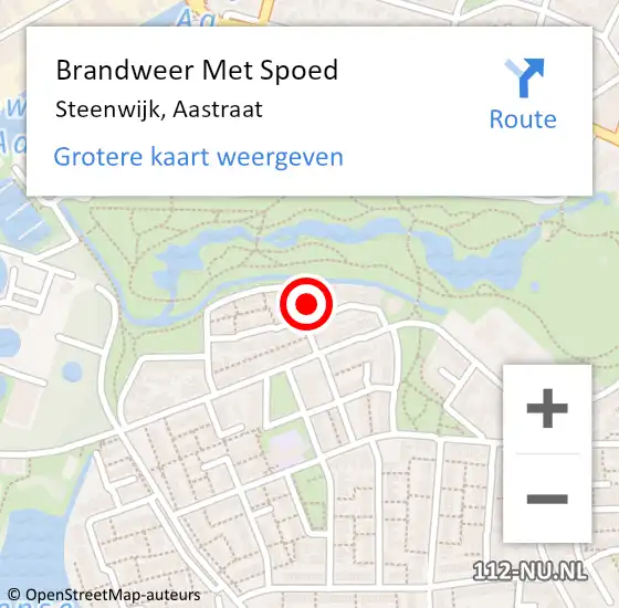 Locatie op kaart van de 112 melding: Brandweer Met Spoed Naar Steenwijk, Aastraat op 1 januari 2025 03:18