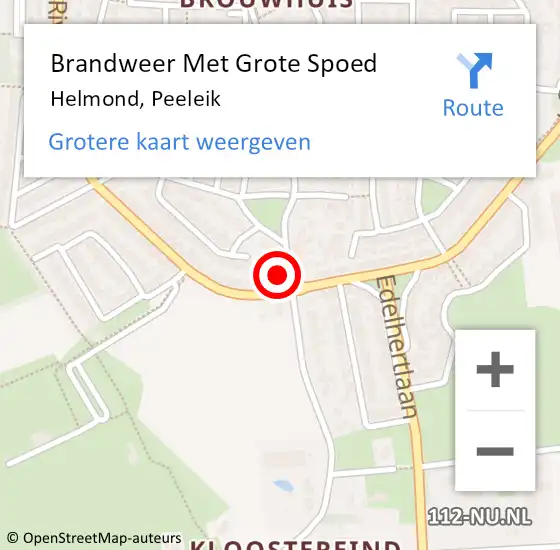 Locatie op kaart van de 112 melding: Brandweer Met Grote Spoed Naar Helmond, Peeleik op 1 januari 2025 03:21