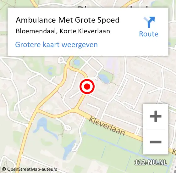 Locatie op kaart van de 112 melding: Ambulance Met Grote Spoed Naar Bloemendaal, Korte Kleverlaan op 1 januari 2025 03:25