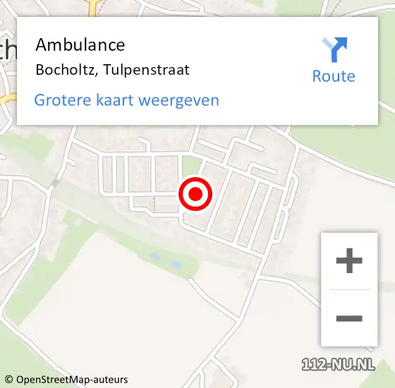 Locatie op kaart van de 112 melding: Ambulance Bocholtz, Tulpenstraat op 1 november 2014 11:54